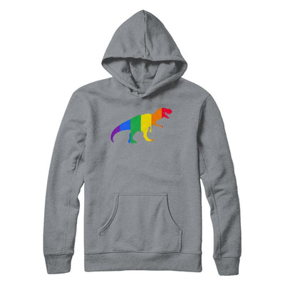 Pride LGBT Dinosaur T REX Gift Rainbow LGBT Gay Lesb-T-Shirt & Hoodie-Pullover Hoodie-Light Steel