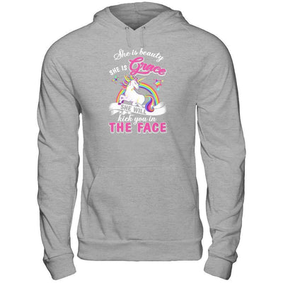 She Is Beauty She Is Grace She'll Kick You In The Face-T-Shirt & Tank Top-Pullover Hoodie-Sport Grey