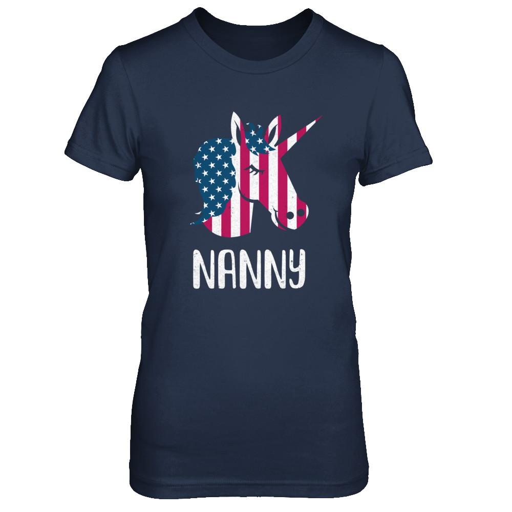 Patriotic Nanny Unicorn Americorn 4Th Of July-T-Shirt & Hoodie-Women's T-Shirt-Navy