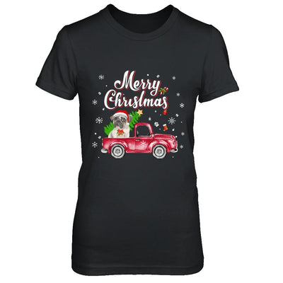 Pug Retriever Rides Red Truck Christmas Pajama-T-Shirt & Sweatshirt-Women's T-Shirt-Black