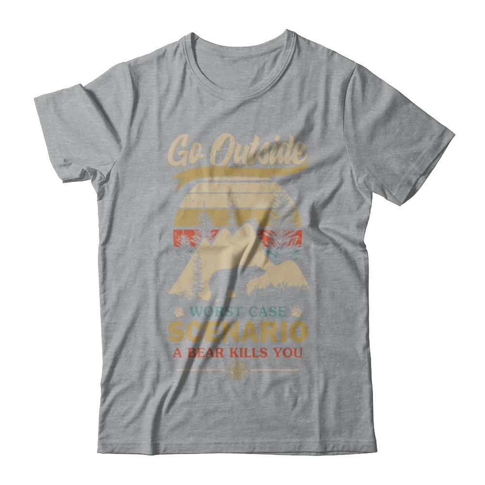 Vintage Go Outside Worst Case Scenario A Bear Kills You-T-Shirt & Hoodie-Classic T-Shirt-Sport Grey