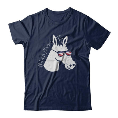 July 4Th Patriotic USA American Flag With Horse-T-Shirt & Hoodie-Classic T-Shirt-Navy
