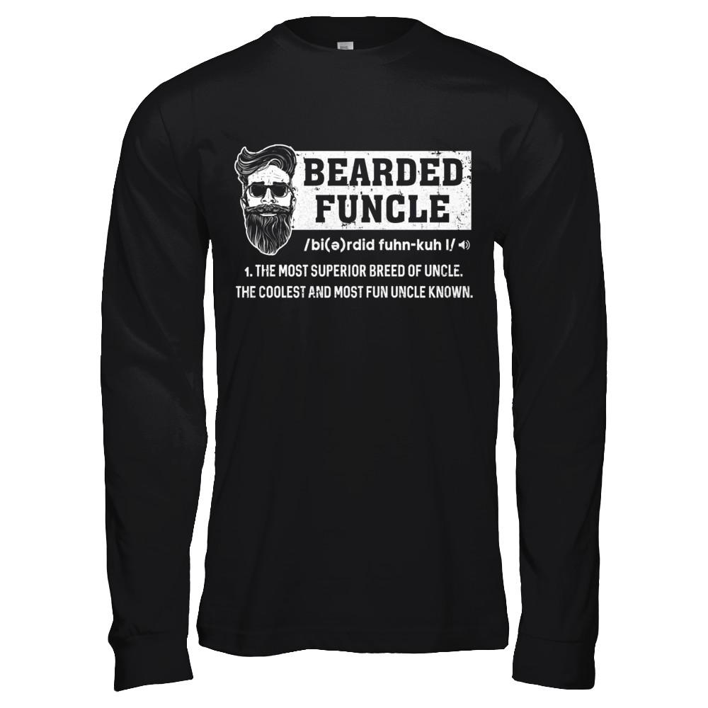 Bearded Funcle Funny Uncle Definition Beard-T-Shirt & Hoodie-Long Sleeve T-Shirt-Black