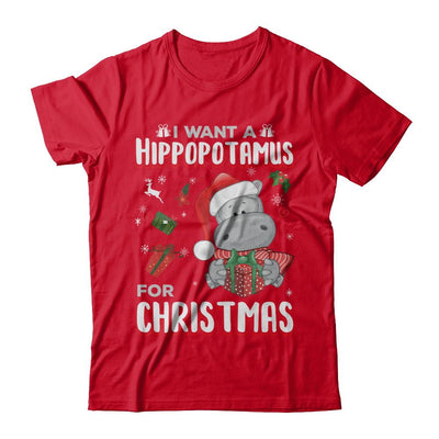 I Want A Hippopotamus For Christmas Hippo-T-Shirt & Sweatshirt-Premium T-Shirt-Red