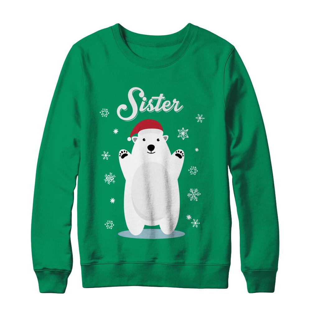 Sister Bear Christmas Santa Pajamas-T-Shirt & Sweatshirt-Crewneck Sweatshirt-Irish Green