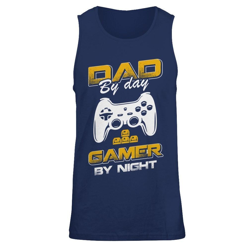Dad By Day Gamer By Night-T-Shirt & Hoodie-Unisex Tank-Navy