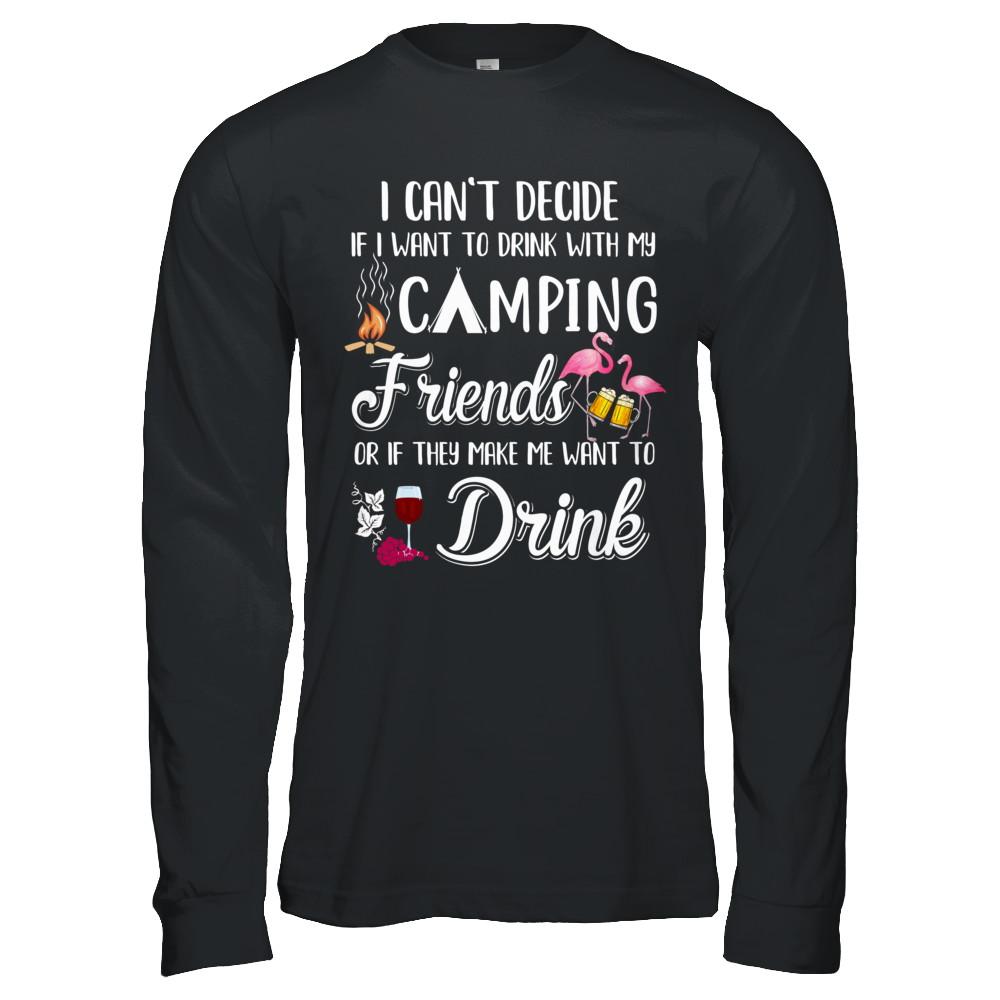 I Want To Drink With My Camping Friends Flamingo-T-Shirt & Hoodie-Long Sleeve T-Shirt-Black