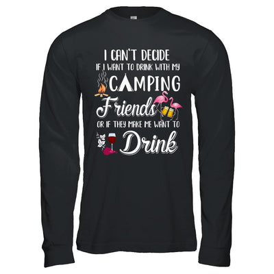 I Want To Drink With My Camping Friends Flamingo-T-Shirt & Hoodie-Long Sleeve T-Shirt-Black