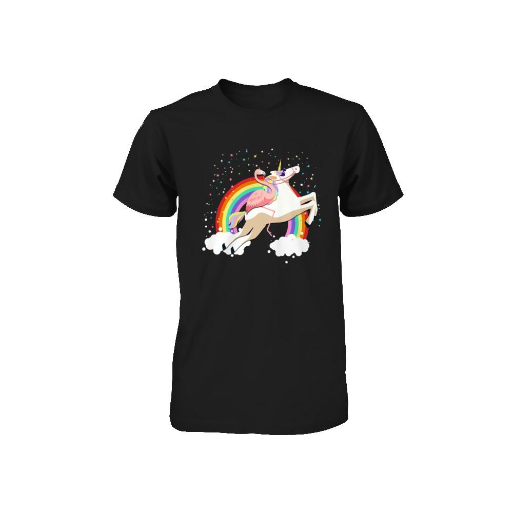 Flamingo Pink Bird Riding Unicorn Youth-Youth Shirt-Toddler T-Shirt-Black