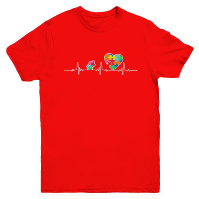 Autism Puzzle Heartbeat Autism Awareness Youth-Youth Shirt-