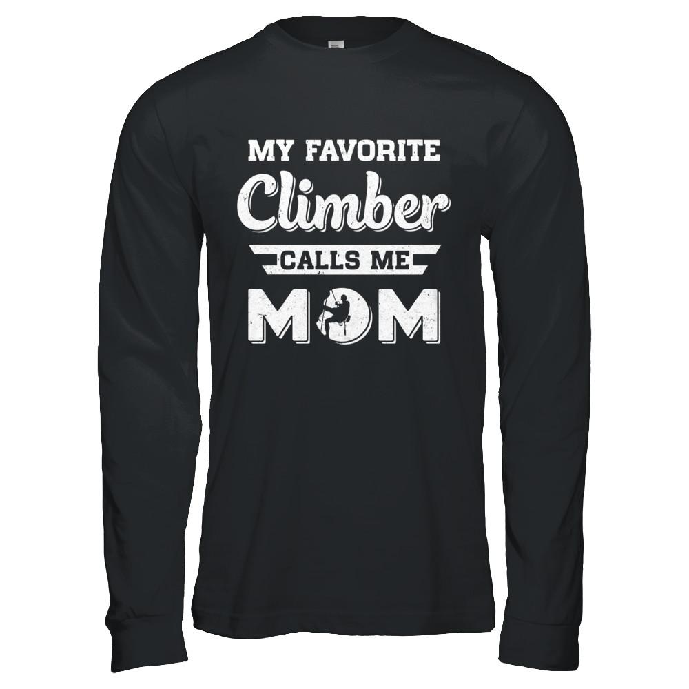 Rock Climbing My Favorite Climber Call Me Mom Son-T-Shirt & Hoodie-Long Sleeve T-Shirt-Black