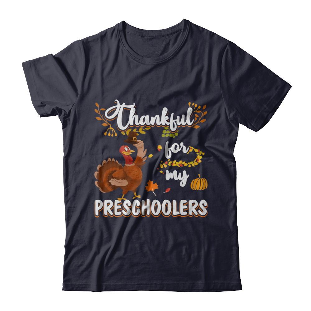 Thankful For My Preschoolers Teacher Thanksgiving Day-T-Shirt & Sweatshirt-Premium T-Shirt-Midnight Navy