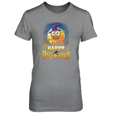 Happy Halloween Owl Witch-T-Shirt & Tank Top-Women's T-Shirt-Sport Grey