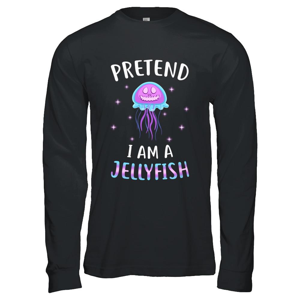 Pretend I'm A Jellyfish Costume Happy Halloween Party-T-Shirt & Hoodie-Long Sleeve T-Shirt-Black