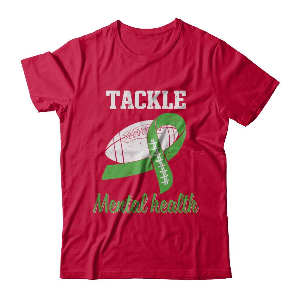 Football Survivor Tackle Green Mental Health Awareness-T-Shirt & Hoodie-Classic T-Shirt-Red