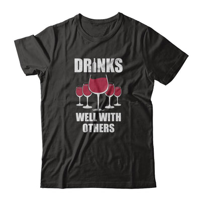 Drinks Well With Others Funny Drinking Wine-T-Shirt & Tank Top-Premium T-Shirt-Black
