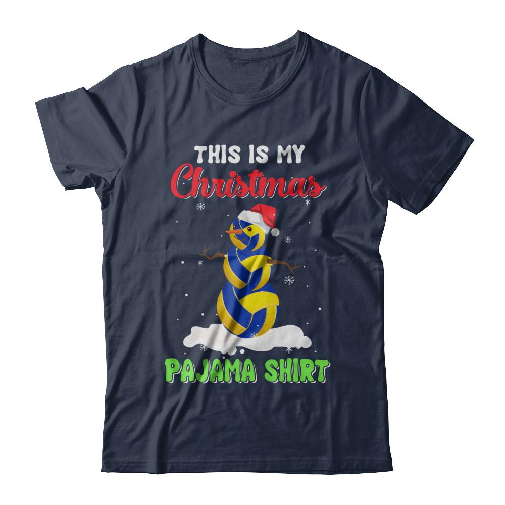 This Is My Christmas Pajama Xmas Snowman Volleyball-T-Shirt & Sweatshirt-Classic T-Shirt-Navy