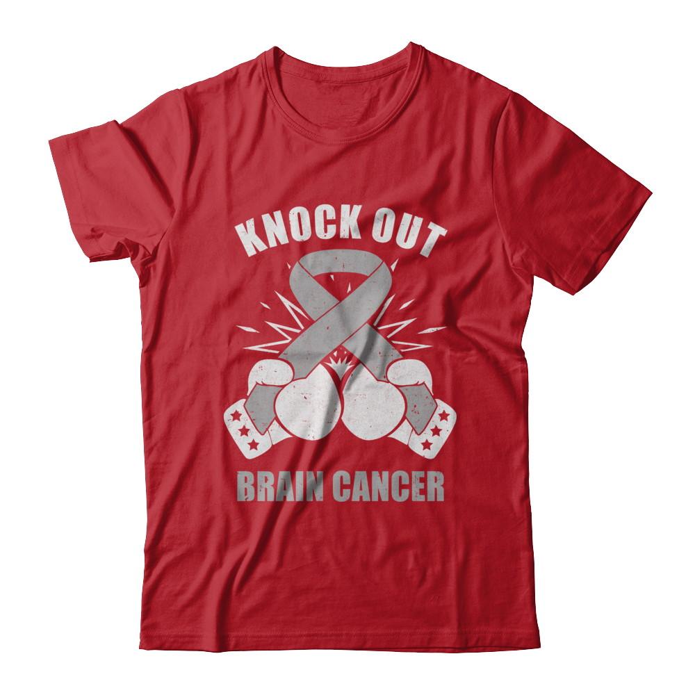 Boxing Knock Out Brain Cancer Awareness Support-T-Shirt & Hoodie-Classic T-Shirt-Red