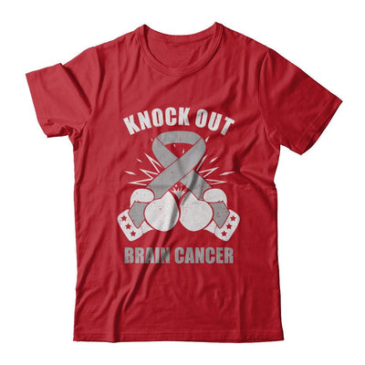 Boxing Knock Out Brain Cancer Awareness Support-T-Shirt & Hoodie-Classic T-Shirt-Red