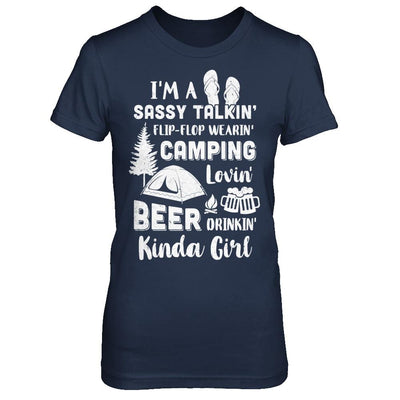 Sassy Talking Flip-Flop Camping Beer Kinda Girl-T-Shirt & Hoodie-Women's T-Shirt-Navy