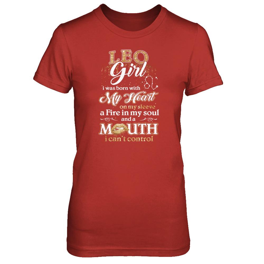I'm A Leo Girl Lipstick July August Funny Zodiac Birthday-T-Shirt & Tank Top-Women's T-Shirt-Red