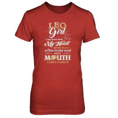 I'm A Leo Girl Lipstick July August Funny Zodiac Birthday-T-Shirt & Tank Top-Women's T-Shirt-Red