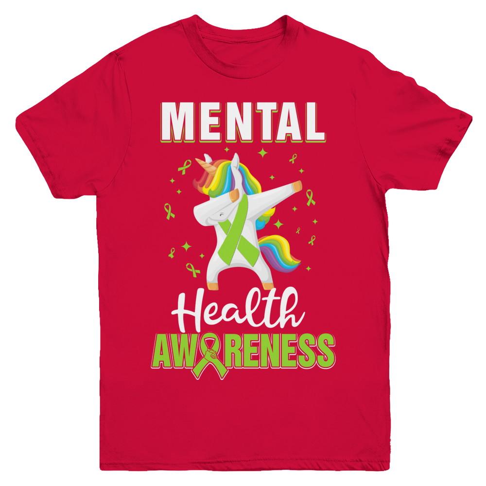 Inspirational Mental Health Awareness Unicorn Support Youth-Youth Shirt-Youth T-Shirt-Red