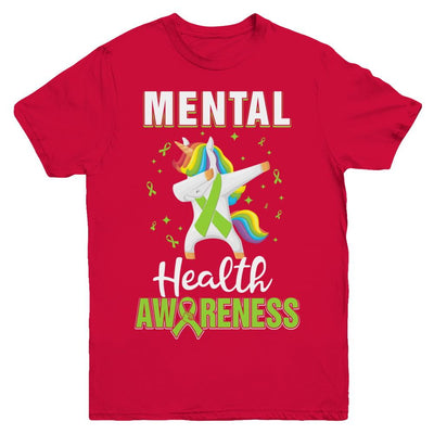 Inspirational Mental Health Awareness Unicorn Support Youth-Youth Shirt-Youth T-Shirt-Red