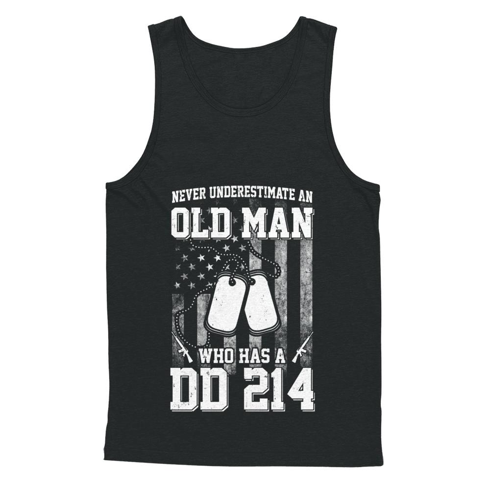 Never Underestimate An Old Man Who Has DD214-T-Shirt & Hoodie-Unisex Tank-Black