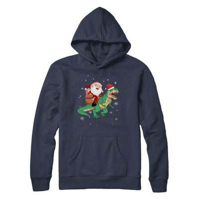 Christmas Santa Kids Dinosaur T-Rex For Boys Kids-T-Shirt & Hoodie-Pullover Hoodie-Navy