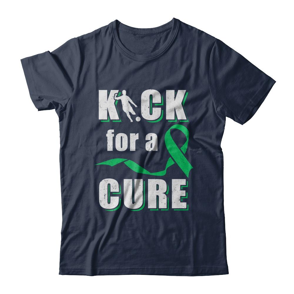 Kick For A Cure Soccer Green Liver Cancer Lymphoma Awareness-T-Shirt & Hoodie-Classic T-Shirt-Navy