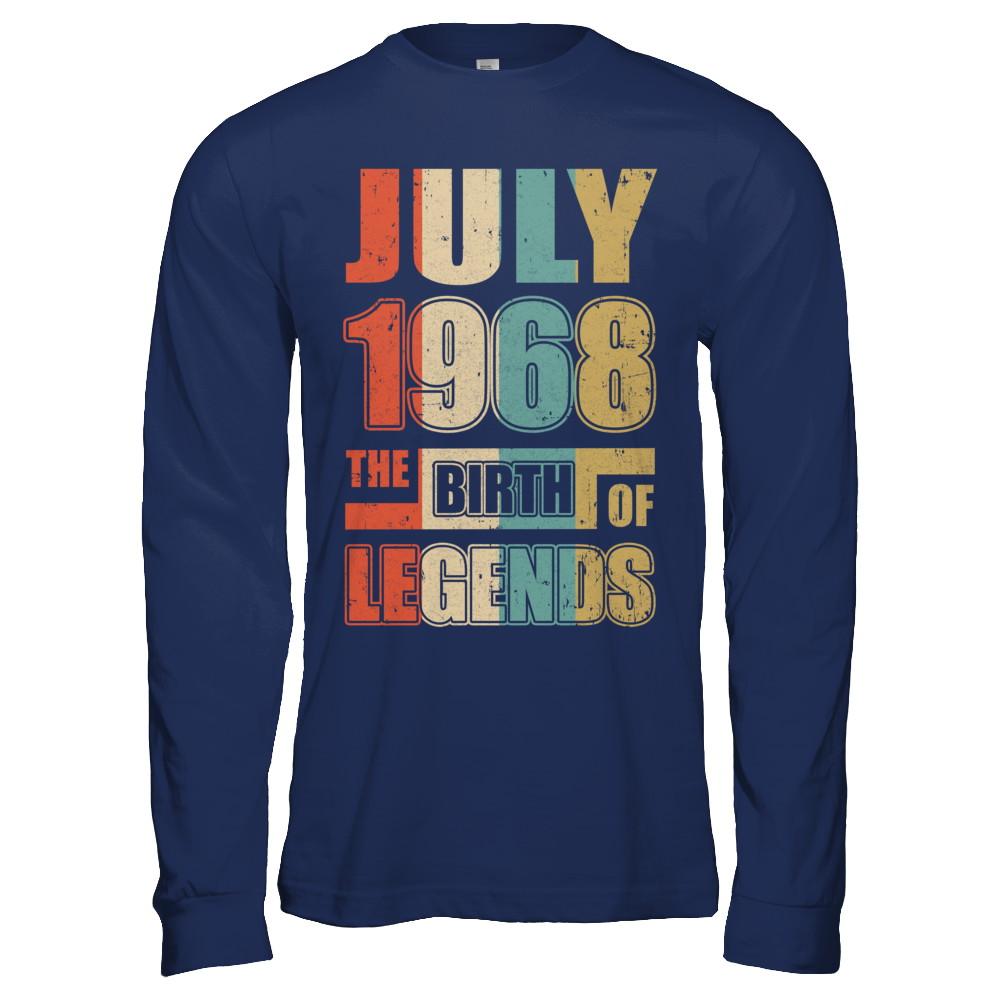 Vintage Retro July 1968 Birth Of Legends 53th Birthday-T-Shirt & Hoodie-Long Sleeve T-Shirt-Navy