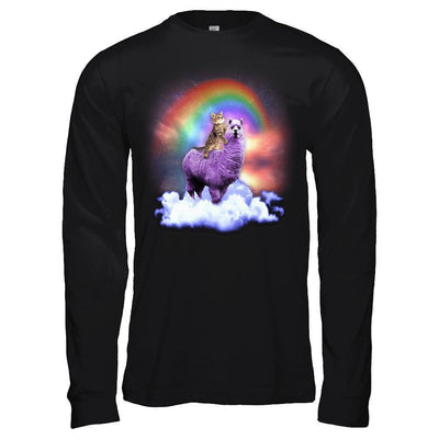 Rainbow Llama Cat-T-Shirt & Hoodie-Long Sleeve T-Shirt-Black