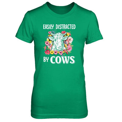 Easily Distracted By Cows-T-Shirt & Tank Top-Women's T-Shirt-Irish Green