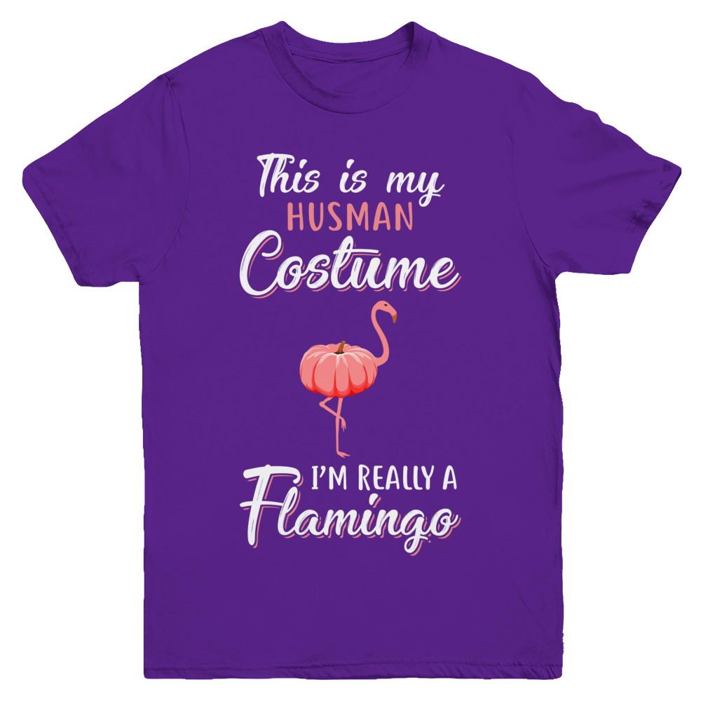 This Is My Human Costume I'm Really A Flamingo Halloween Youth-Youth Shirt-Youth T-Shirt-Purple