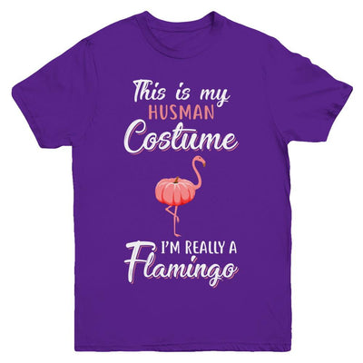 This Is My Human Costume I'm Really A Flamingo Halloween Youth-Youth Shirt-Youth T-Shirt-Purple
