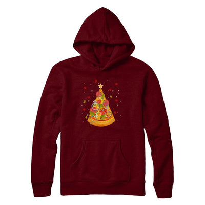 Funny Pizza Ugly Christmas Tree Gifts-T-Shirt & Sweatshirt-Pullover Hoodie-Maroon