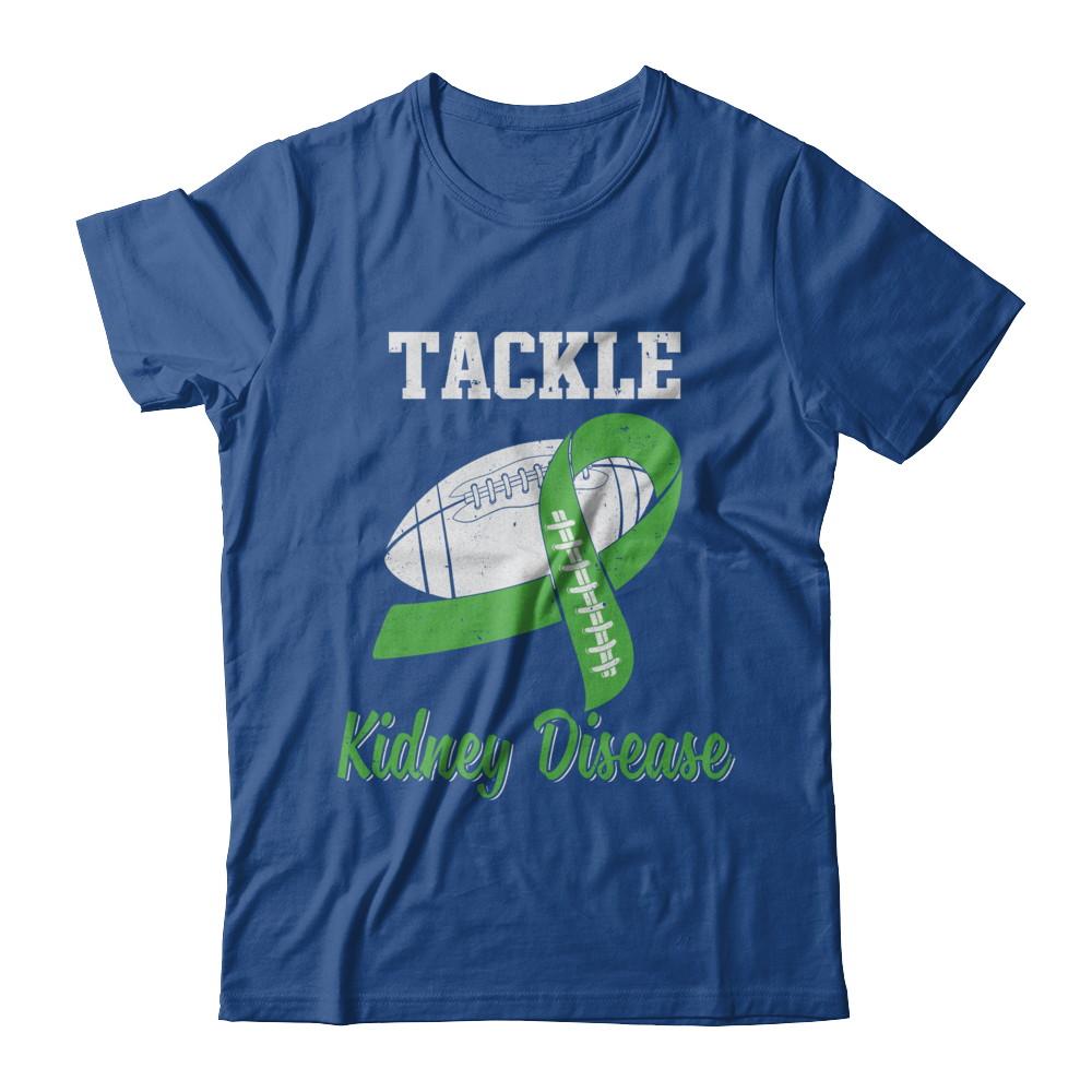 Football Survivor Tackle Green Kidney Disease Awareness-T-Shirt & Hoodie-Classic T-Shirt-Royal