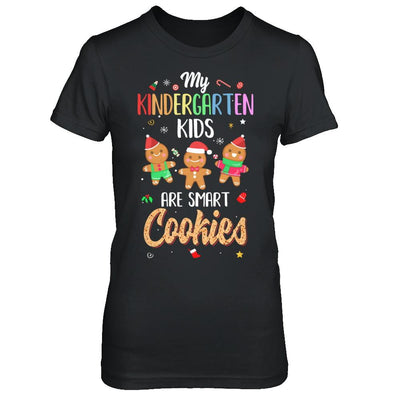 Teacher My Kindergarten Kids Are Smart Cookies Christmas-T-Shirt & Sweatshirt-Women's T-Shirt-Black