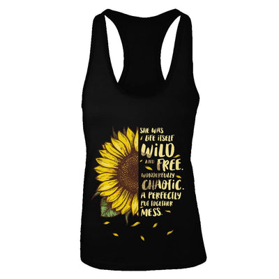 She Was Life Itself Wild And Free Vintage Sunflower-T-Shirt & Tank Top-Women's Ideal Racerback Tank-Black