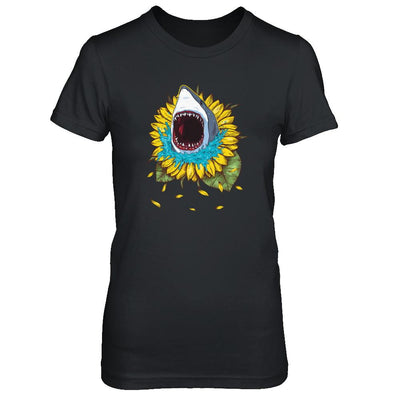 Shark Sunflower Funny Shark Lover Gift-T-Shirt & Tank Top-Women's T-Shirt-Black