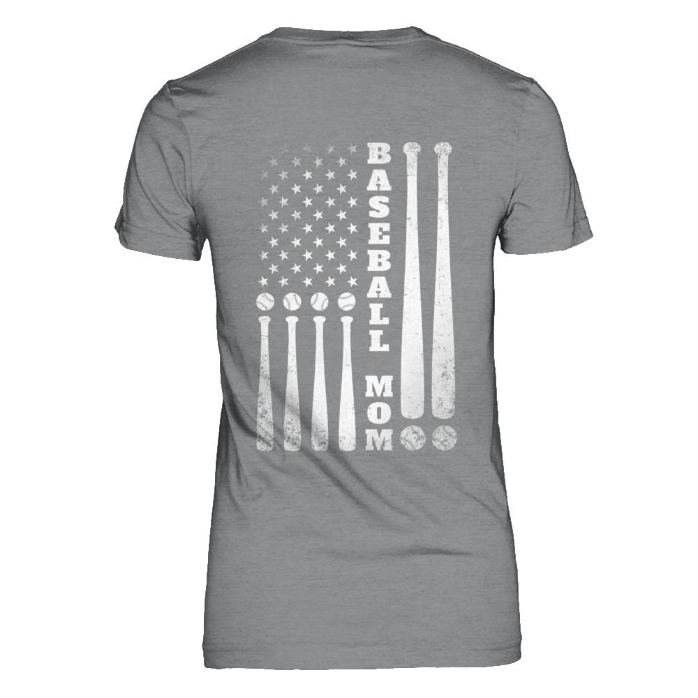 American Flag Vintage Baseball Mom Mother's Day-T-Shirt & Hoodie-Women's T-Shirt-Sport Grey