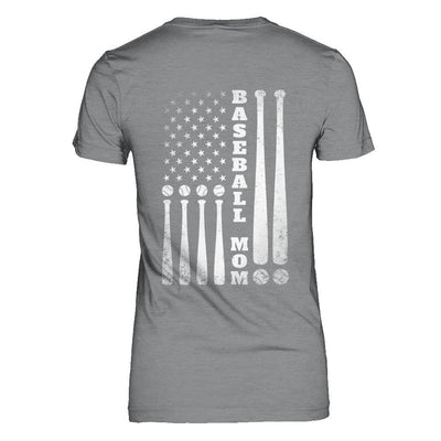 American Flag Vintage Baseball Mom Mother's Day-T-Shirt & Hoodie-Women's T-Shirt-Sport Grey