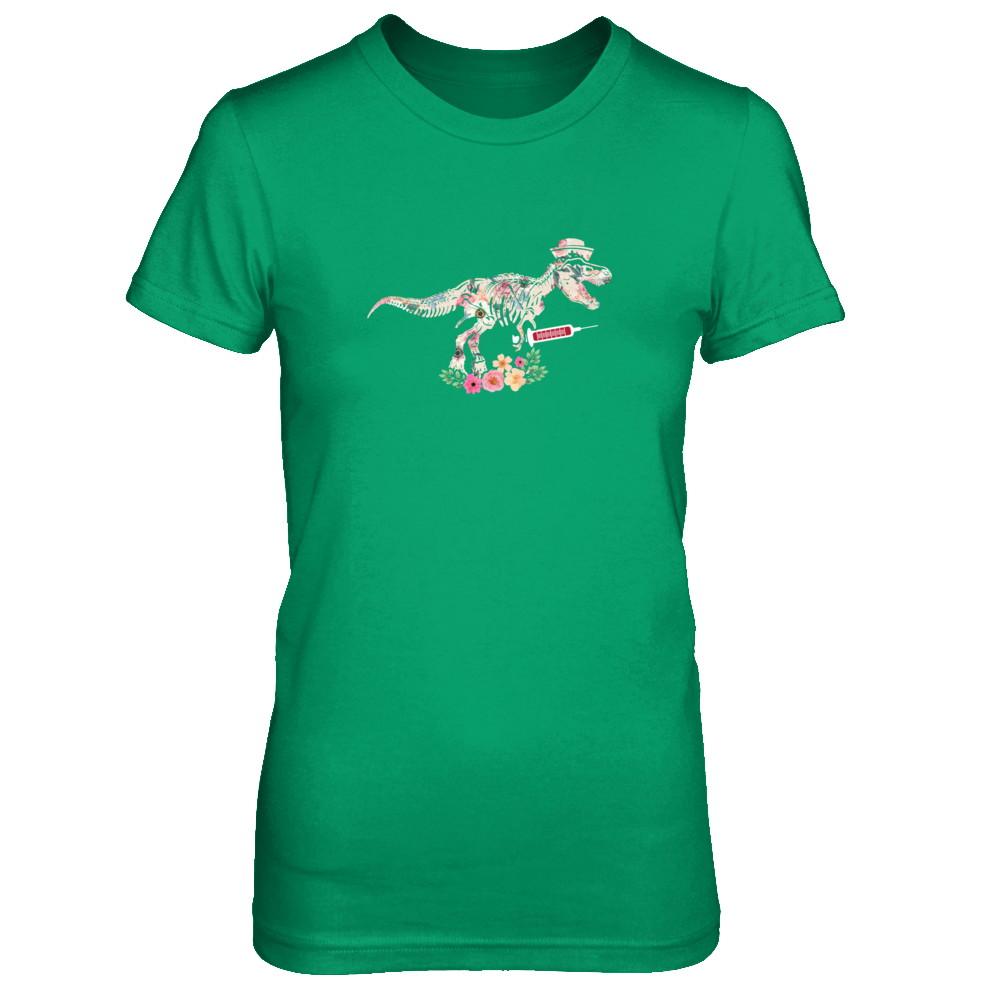 Nursing Nurse Saurus Dinosaur T-Rex-T-Shirt & Tank Top-Women's T-Shirt-Irish Green