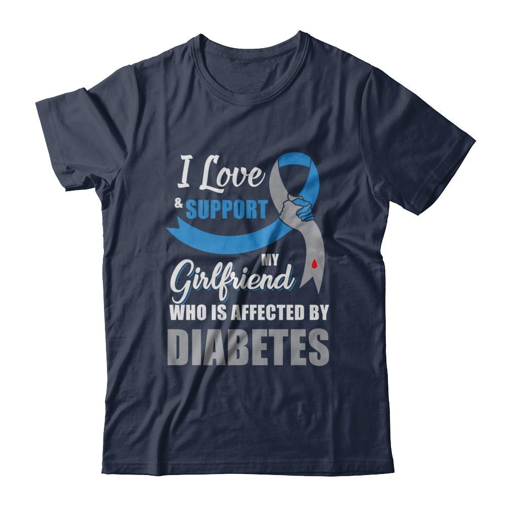 Diabetes Awareness Support Blue Grey Girlfriend Boyfriend-T-Shirt & Hoodie-Classic T-Shirt-Navy