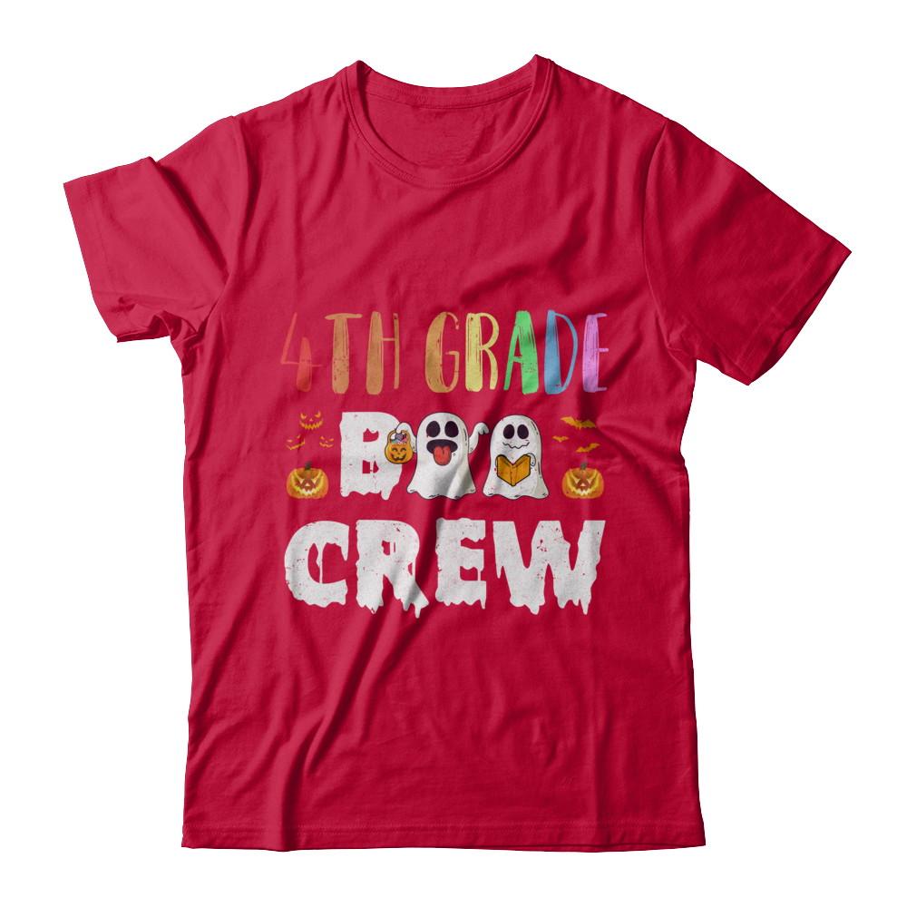 Cute Boo Crew 4th Grade Teacher Halloween-T-Shirt & Hoodie-Classic T-Shirt-Red