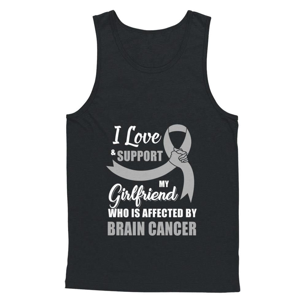 Brain Cancer Awareness Support Grey Girlfriend Boyfriend-T-Shirt & Hoodie-Unisex Tank-Black