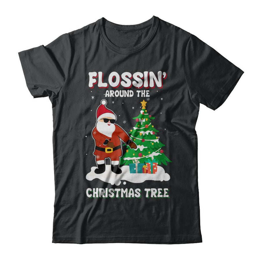 Flossin' Around The Christmas Tree Flossing Santa-T-Shirt & Hoodie-Classic T-Shirt-Black