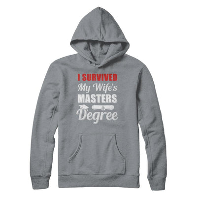 Funny I Survived My Wife's Master's Degree Graduation Husband-T-Shirt & Hoodie-Pullover Hoodie-Light Steel