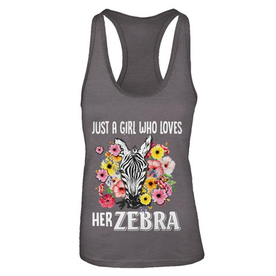 Just A Girl Who Loves Her Zebra-T-Shirt & Tank Top-Women's Ideal Racerback Tank-Dark Grey